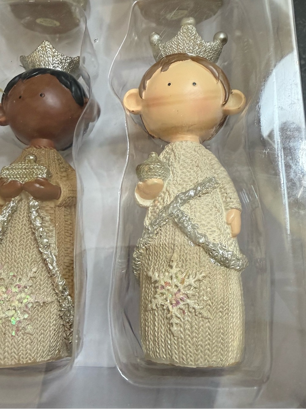 Neutral Knit Nativity Figurine Set - Cream with Gold & Silver Accents - Picture 6 of 6